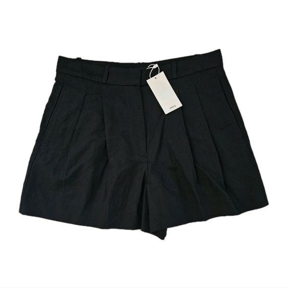 NEW Mango Pleated Black Shorts Size US 6 - Picture 1 of 4